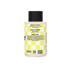 The Doux Bananas Xtreme Hold frizz-control image highlights humidity resistance.