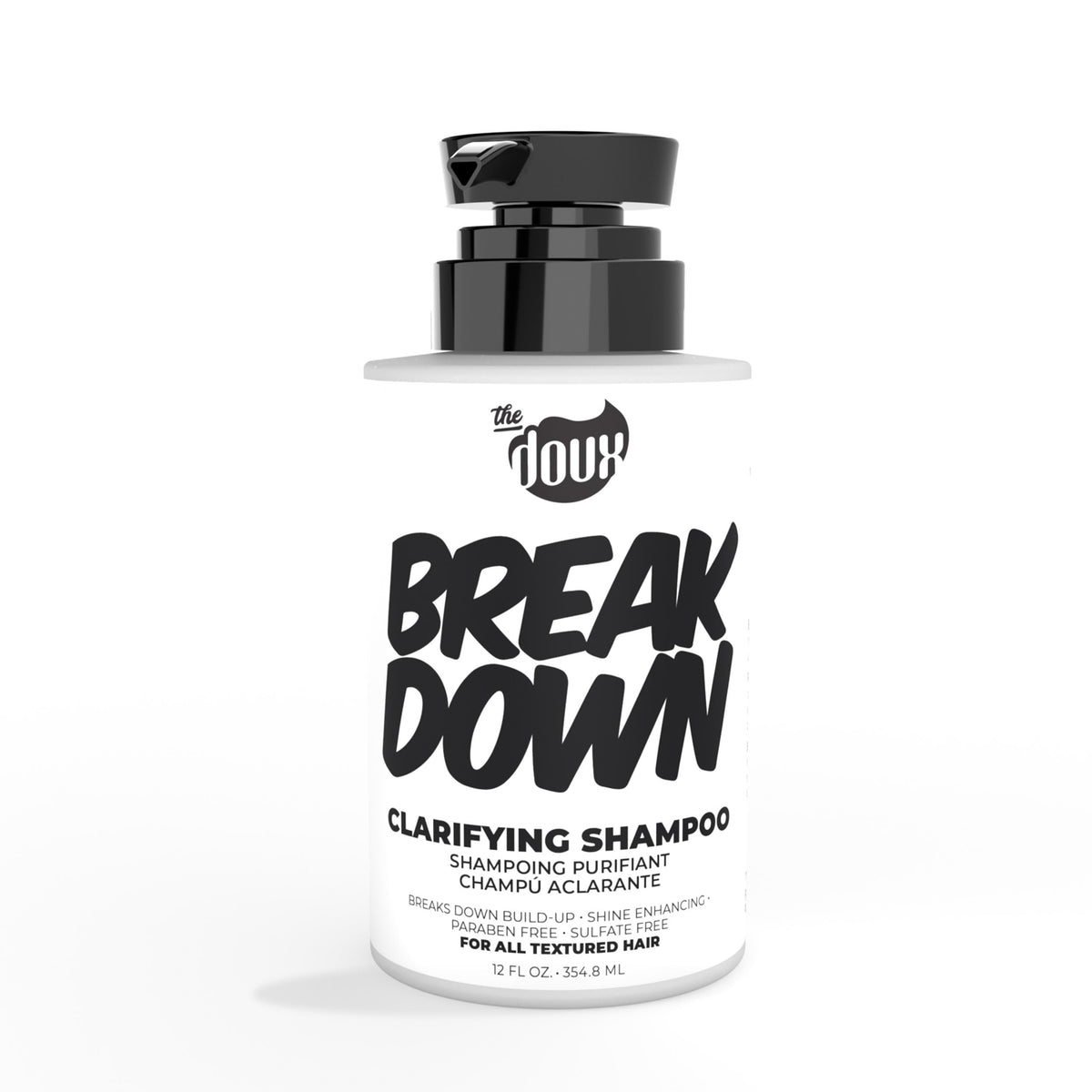 The Doux BREAKDOWN bottle front view—clarifying cleanse for curls.