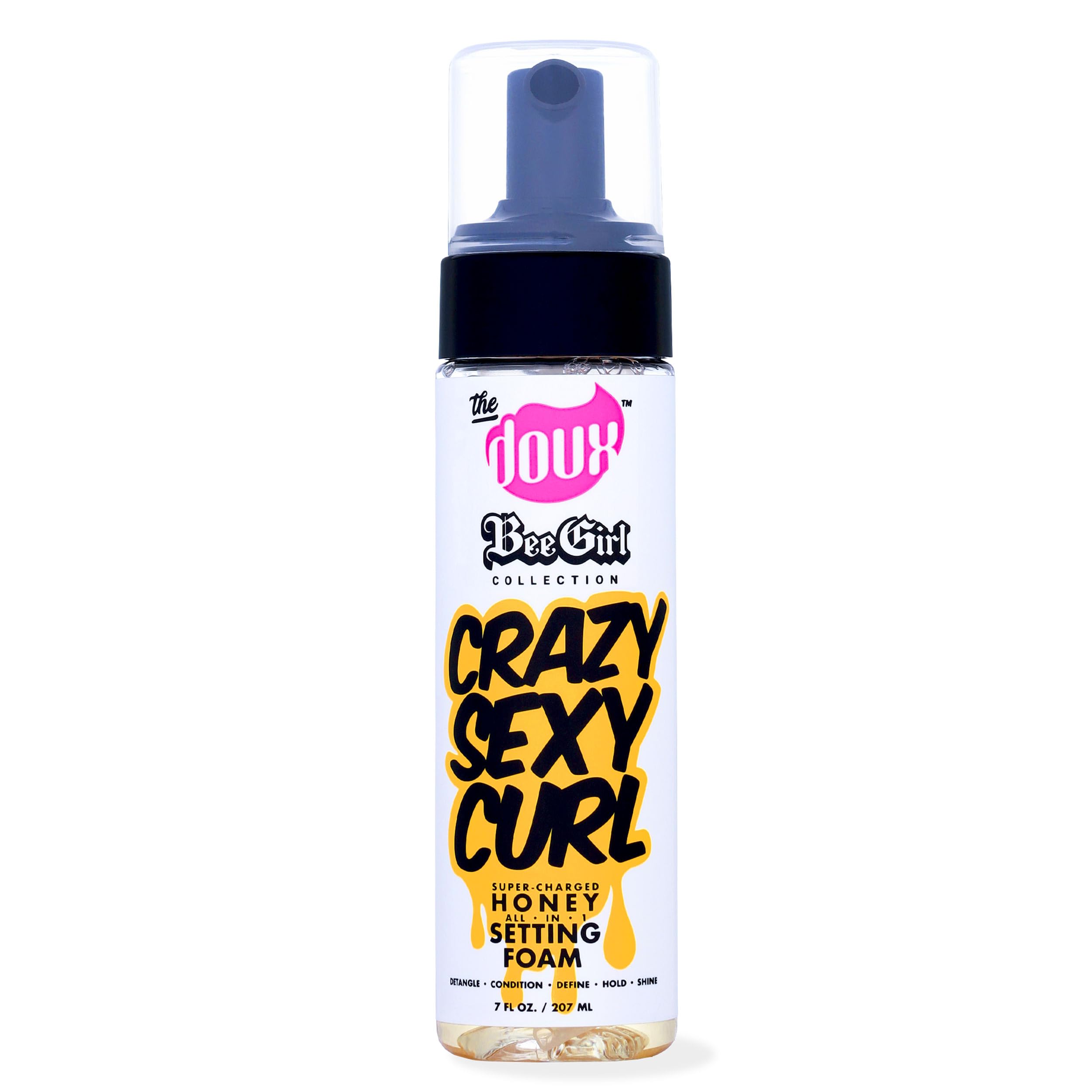 The Doux Curl Cream bottle showing lightweight hold for soft defined curls