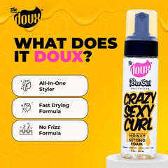 The Doux curly hair close-up with aloe and silk amino acids nourishment