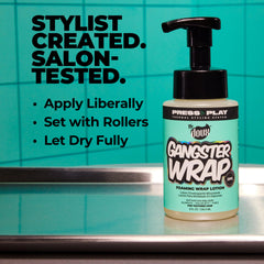 The Doux Gangster Wrap roller sets ready scene with secure hold