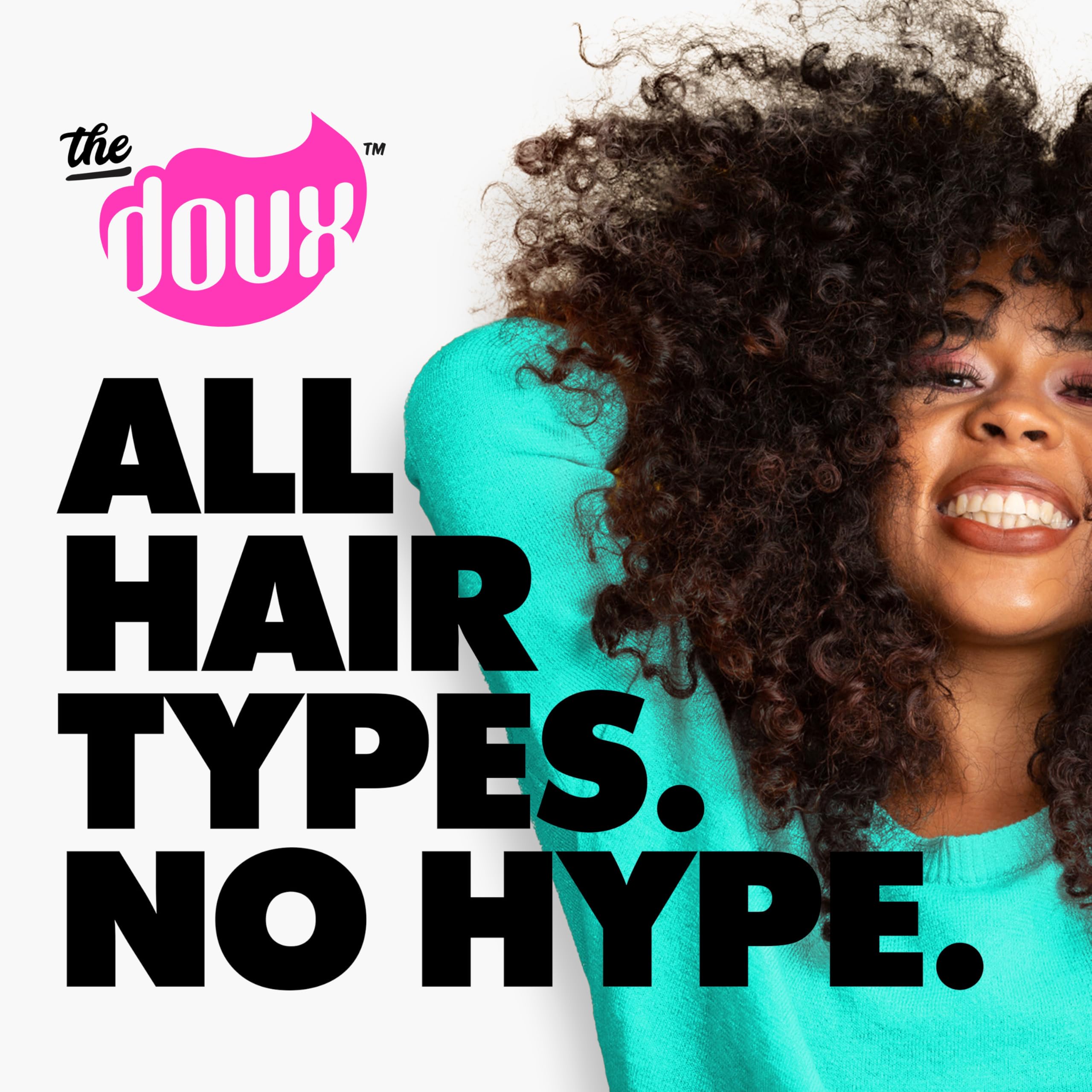 The Doux multi-use mousse curls-definition reveals defined, bouncy curls.