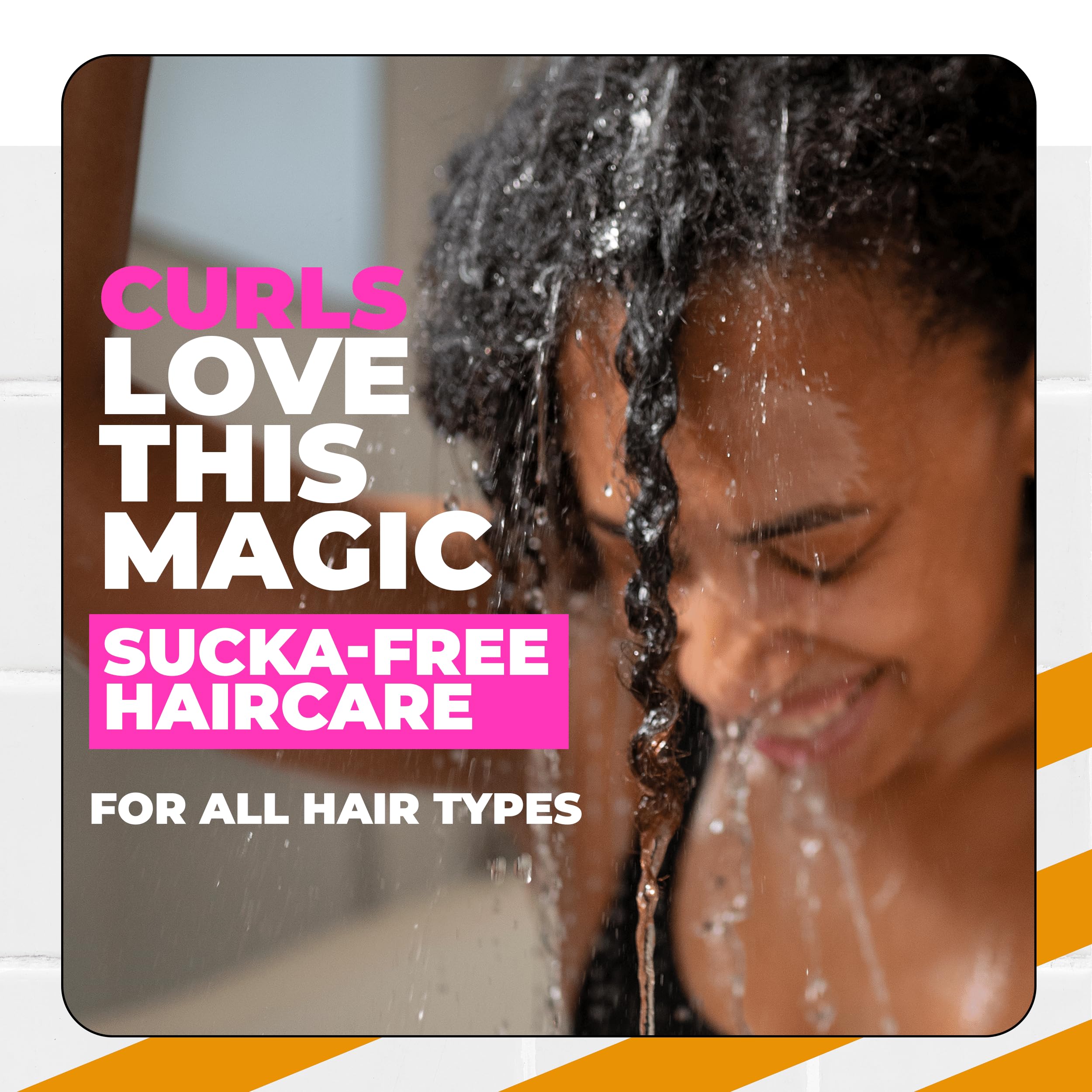 The Doux SUCKA FREE shampoo after-wash hair reflects defined, bouncy curls.