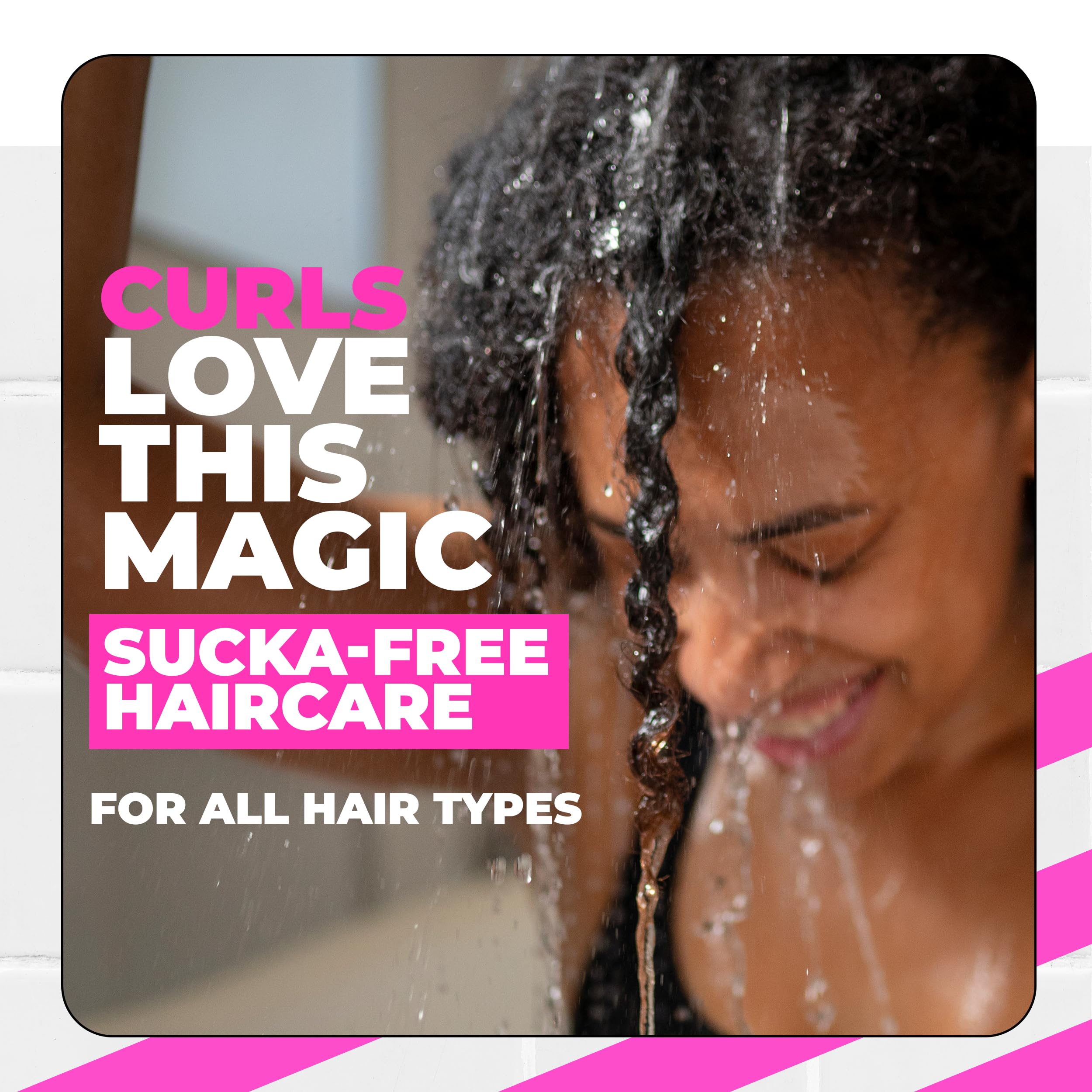 The Doux WE WANT EASY curls close-up highlights moisture and curl definition.