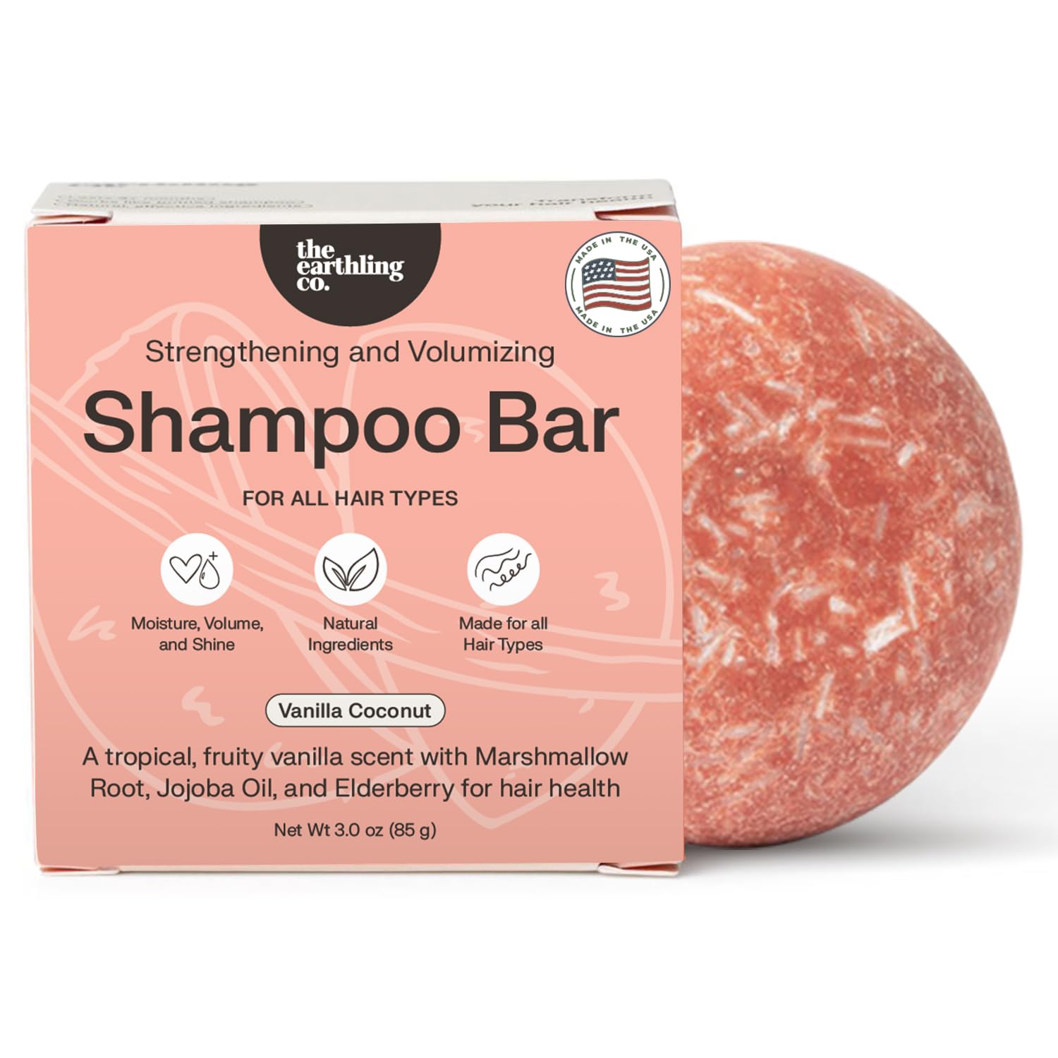 The Earthling Co. shampoo bar lather closeup shows rich cleansing and nourishment