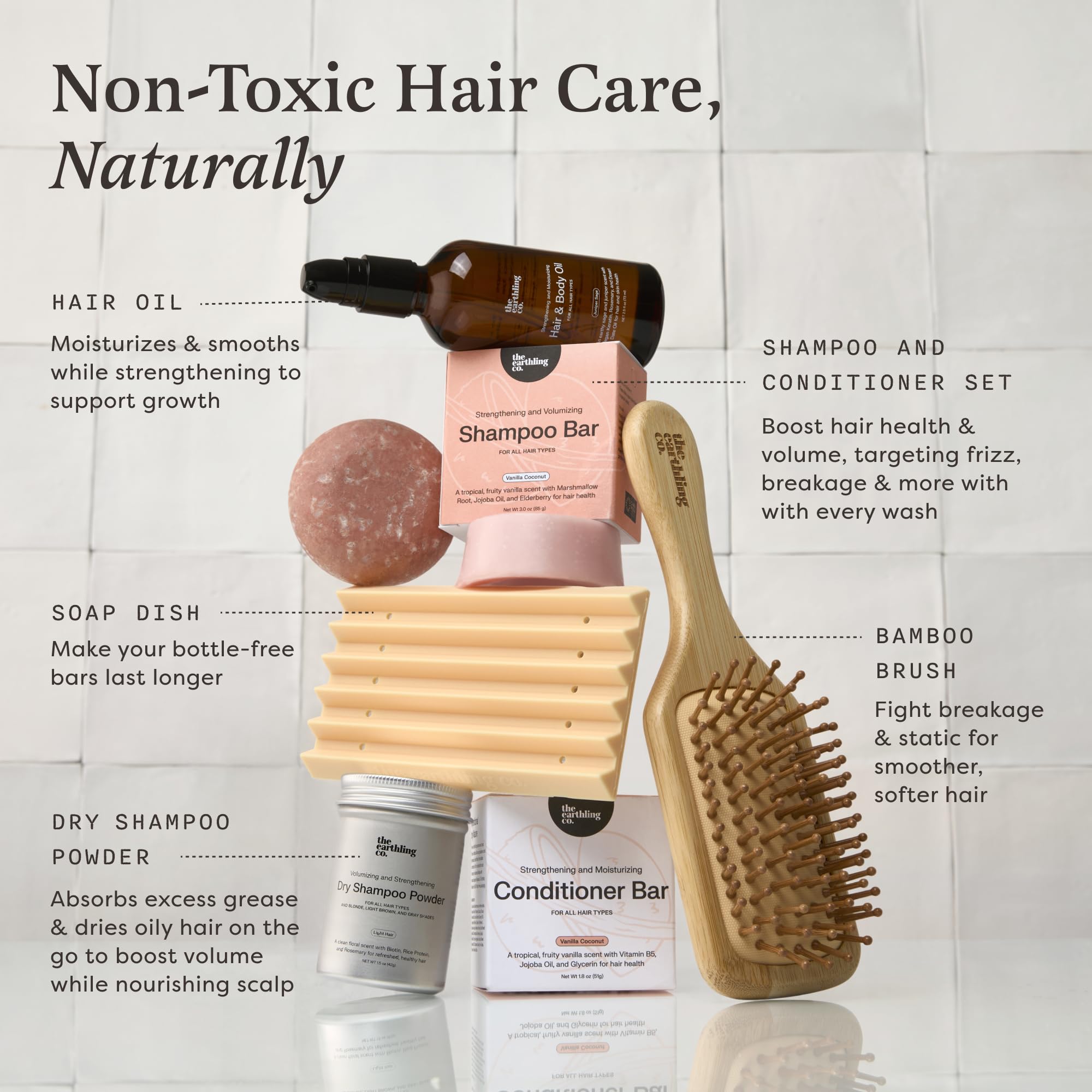 The Earthling Co. Shampoo Bar sulfate-free-paraben-free badge communicates gentle cleansing and hair health.
