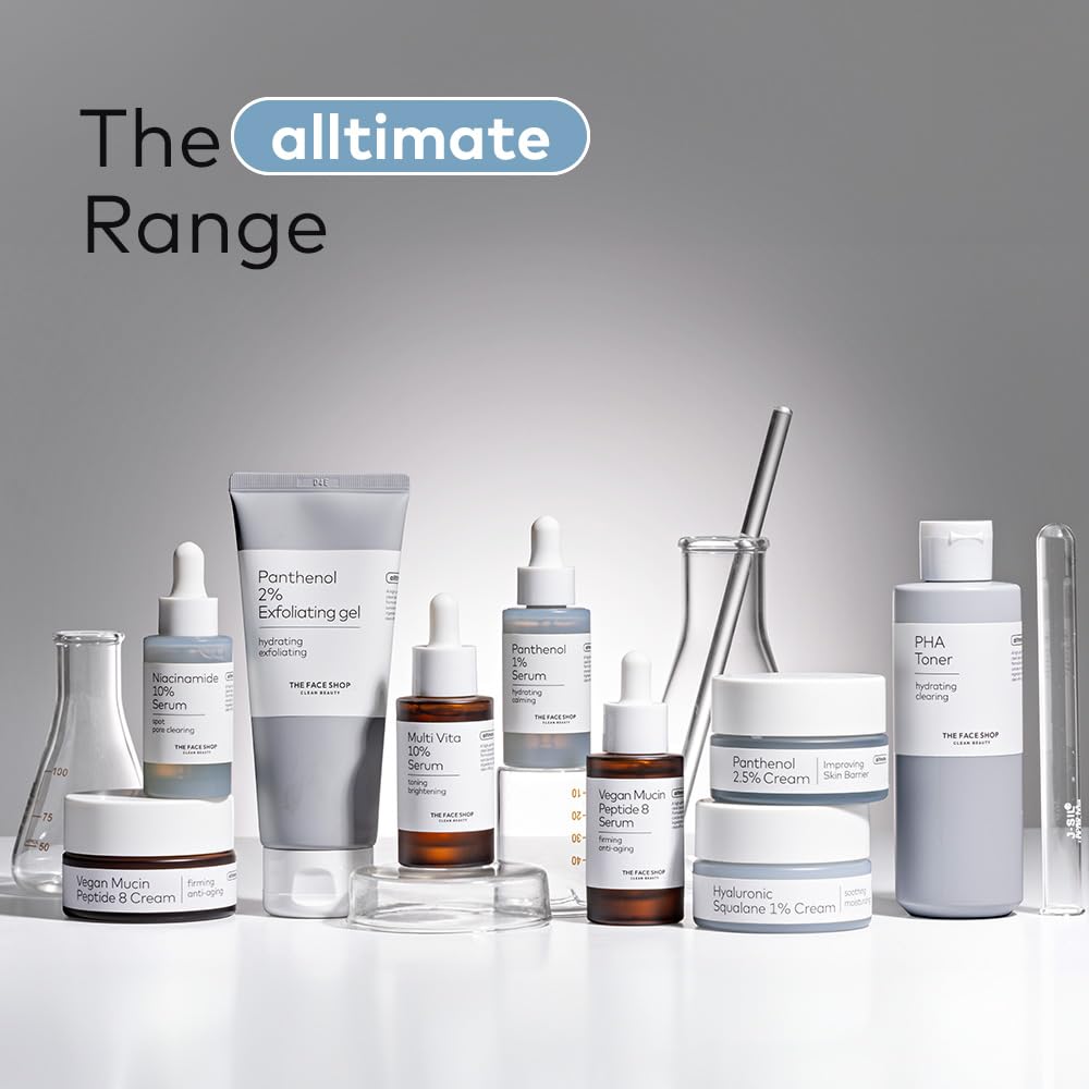 The Face Shop Alltimate four-acid blend graphic for texture refinement and glow