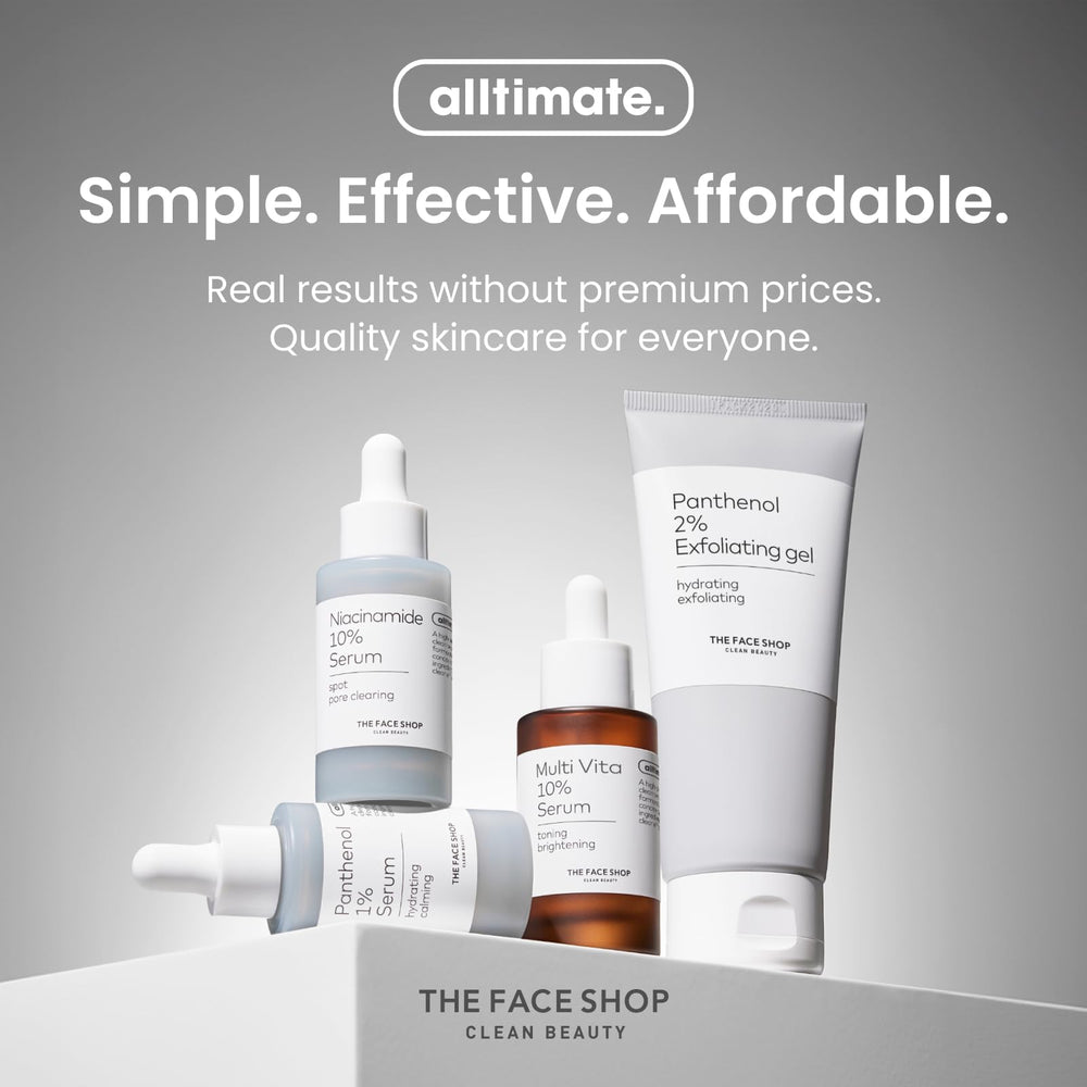 The Face Shop Alltimate Niacinamide 10% Serum on bathroom shelf inspires skincare routines.