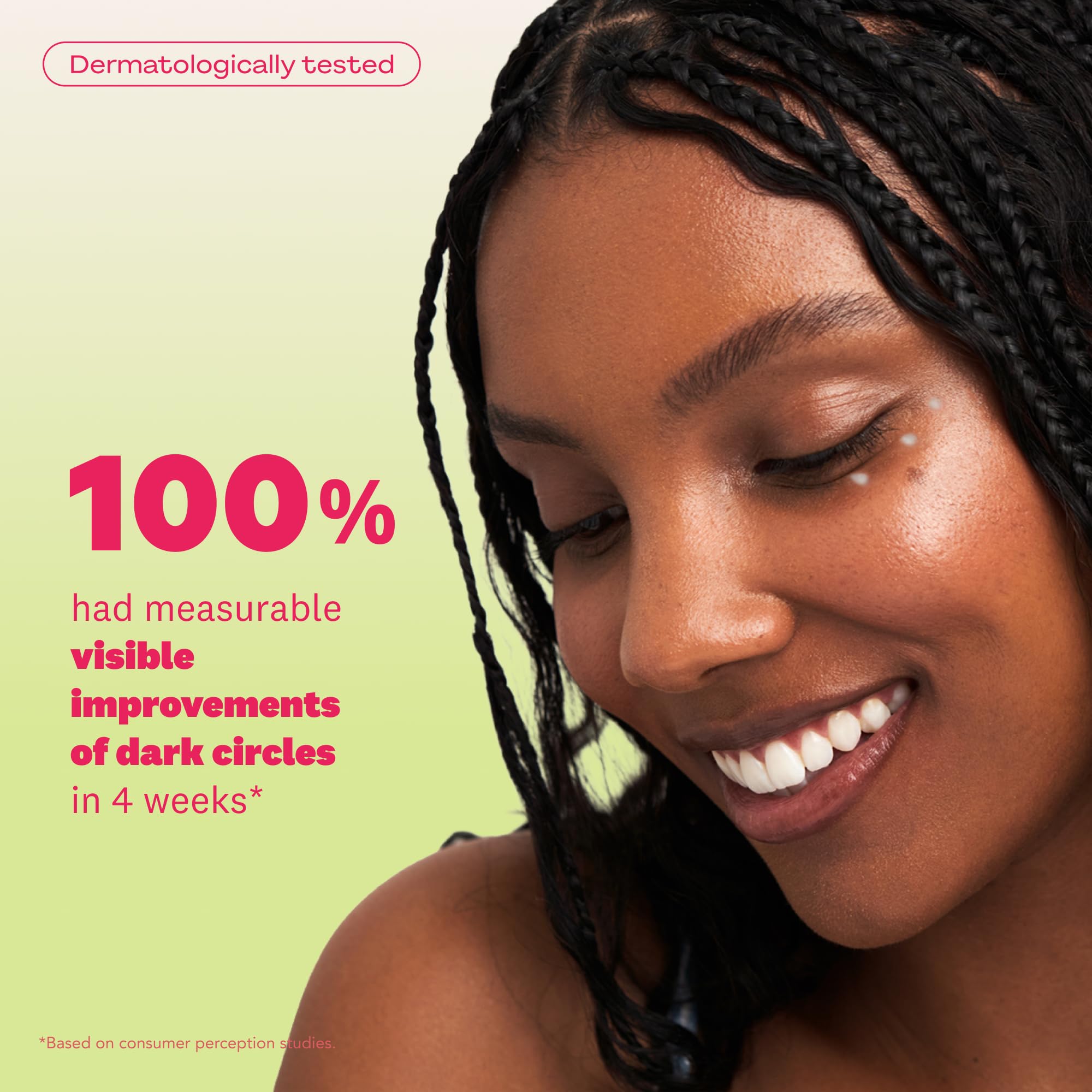 The Face Shop Eye Cream on under-eye area demonstrates smooth, quick absorption for daytime use