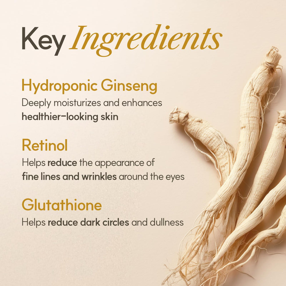 The Face Shop Ginseng Glow Eye Serum modern packaging for premium anti-aging care