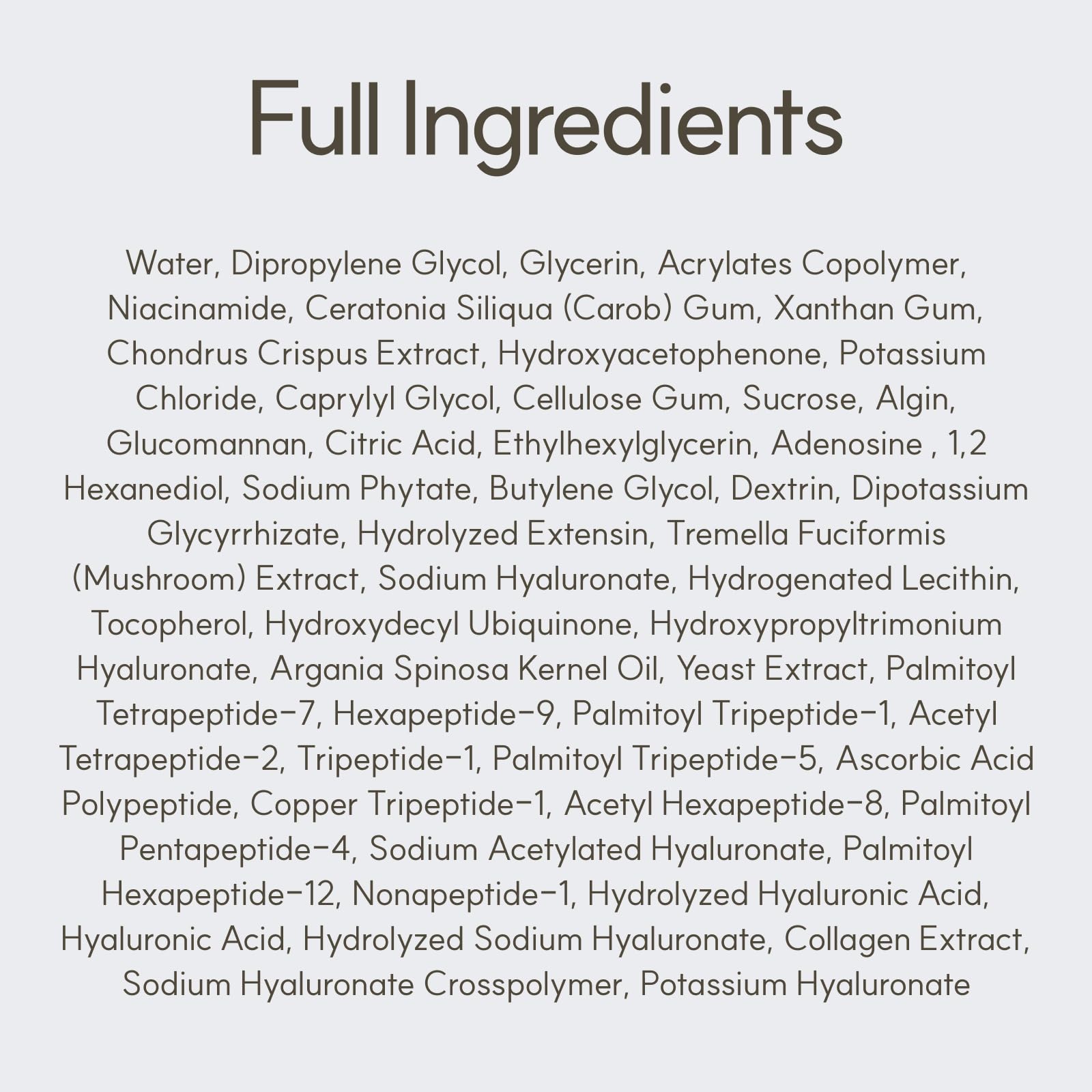 The Face Shop vegan collagen mask ingredients highlight hyaluronic acid and peptides.