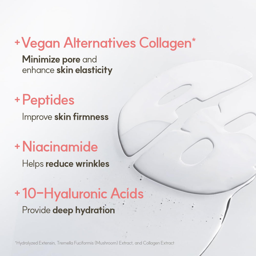 The Face Shop Original vegan collagen mask close-up reveals hydrating gel texture.
