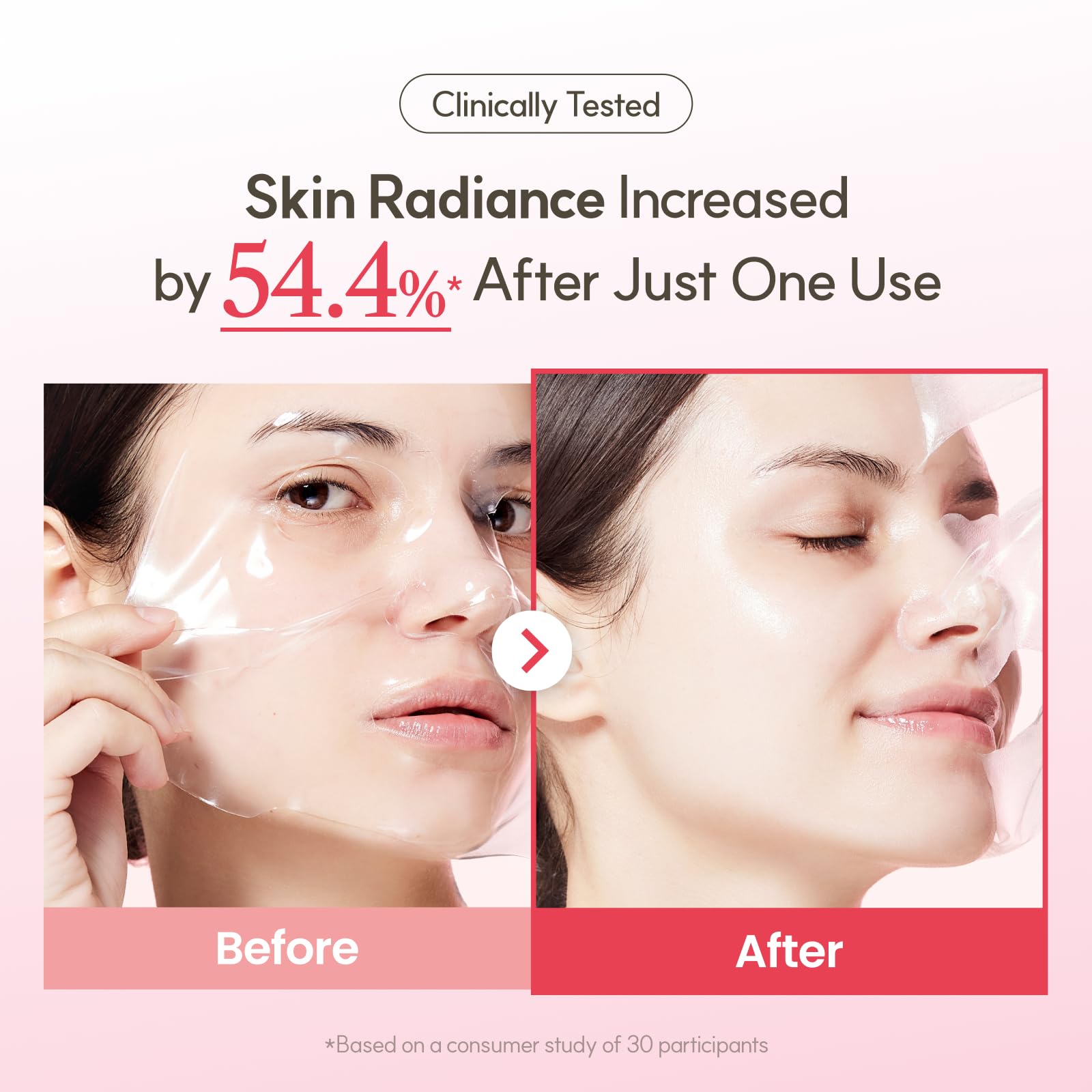 The Face Shop Pink Collagen Wrapping Mask rice active complex closeup suggests firming.