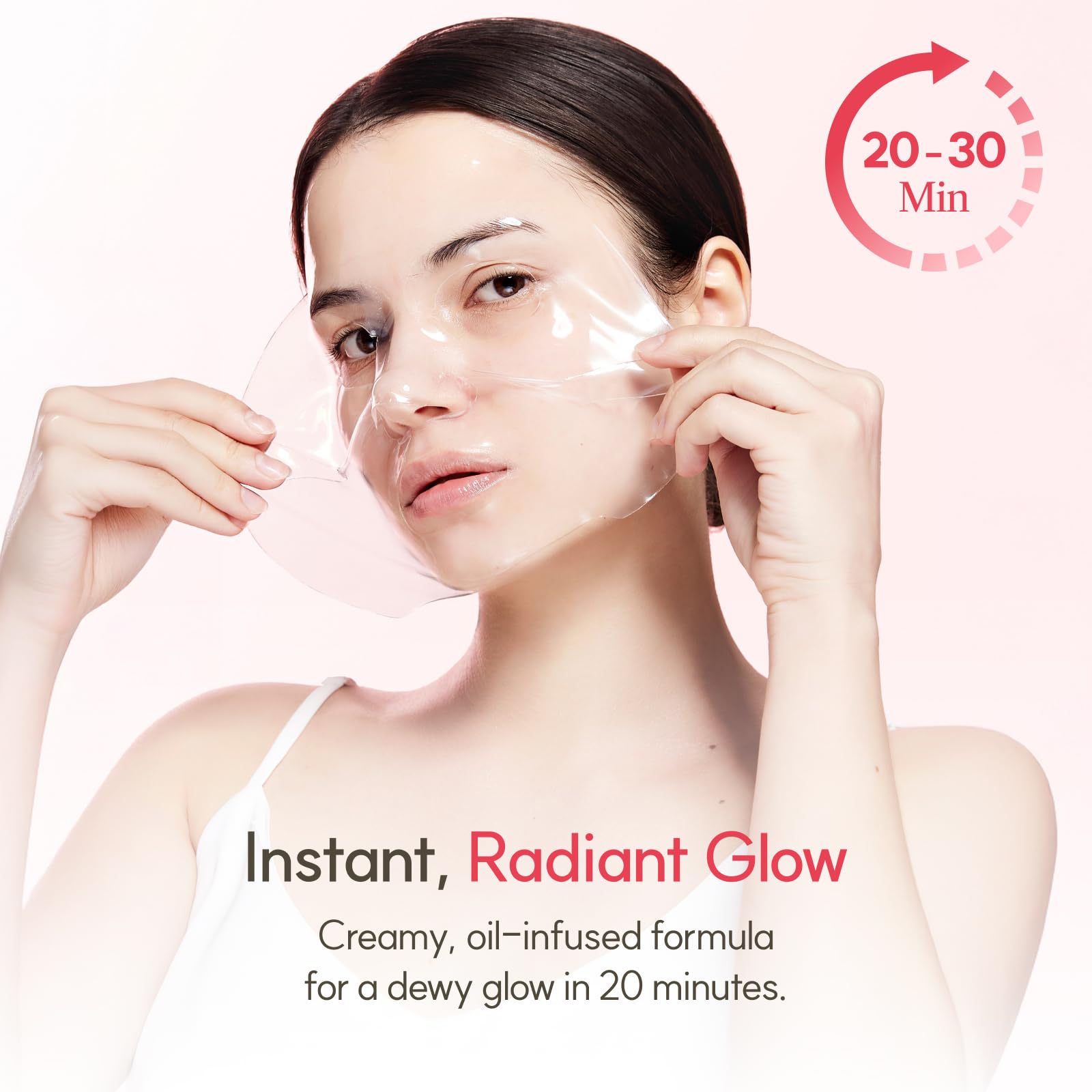 The Face Shop Pink Collagen Wrapping Mask texture closeup highlights creamy, dewy finish.