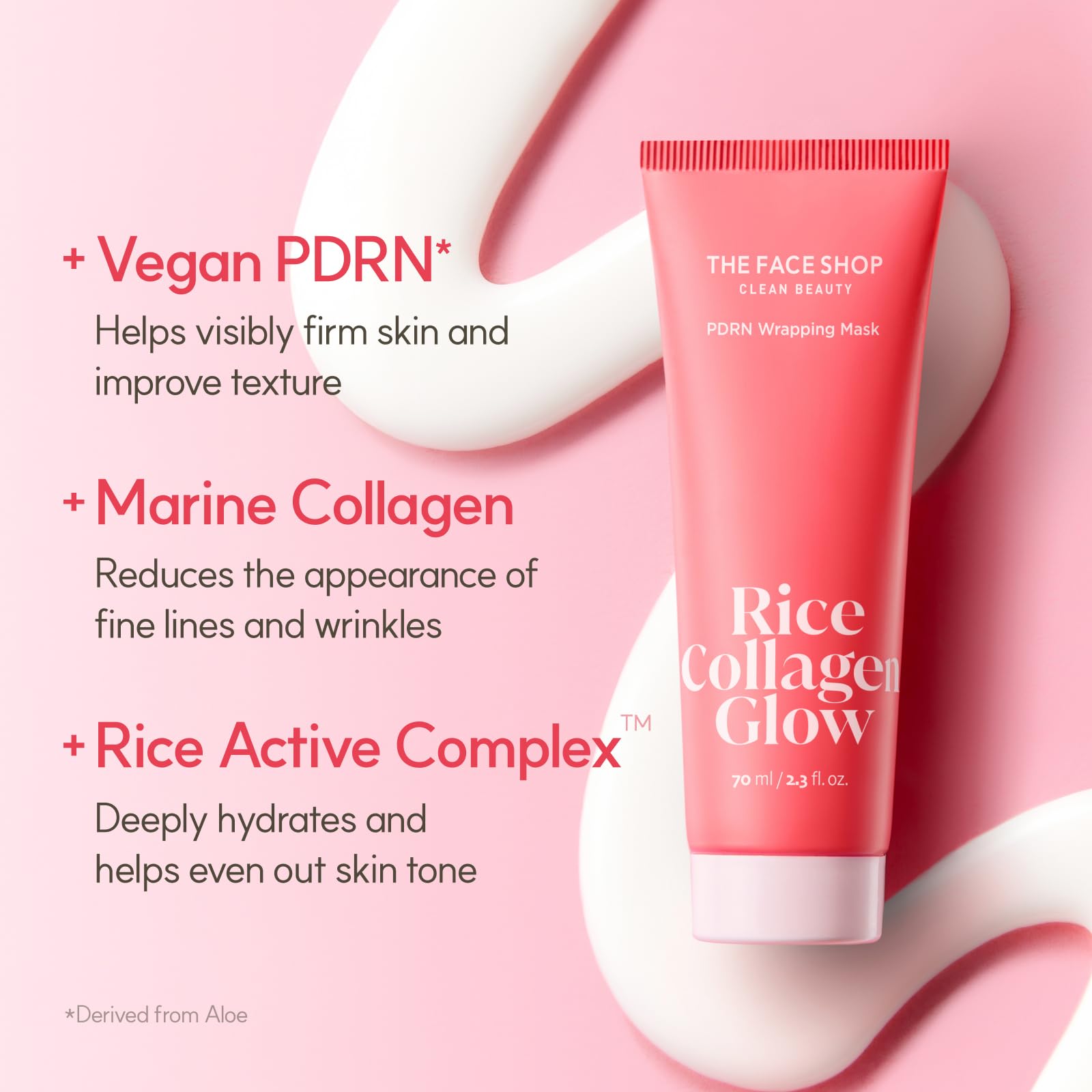 The Face Shop Pink Collagen Wrapping Mask vegan PDRN ingredients from aloe.