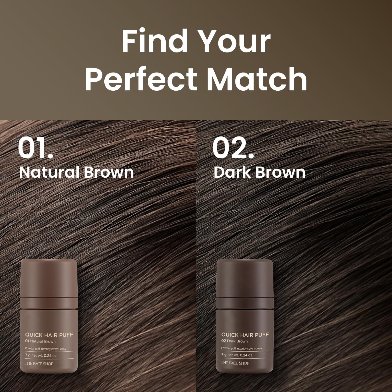 The Face Shop Quick Hair Puff natural brown applying on thinning hairline.
