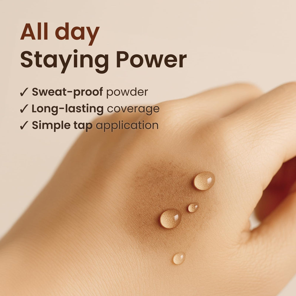 The Face Shop Quick Hair Puff natural brown waterproof finish resists sweat.