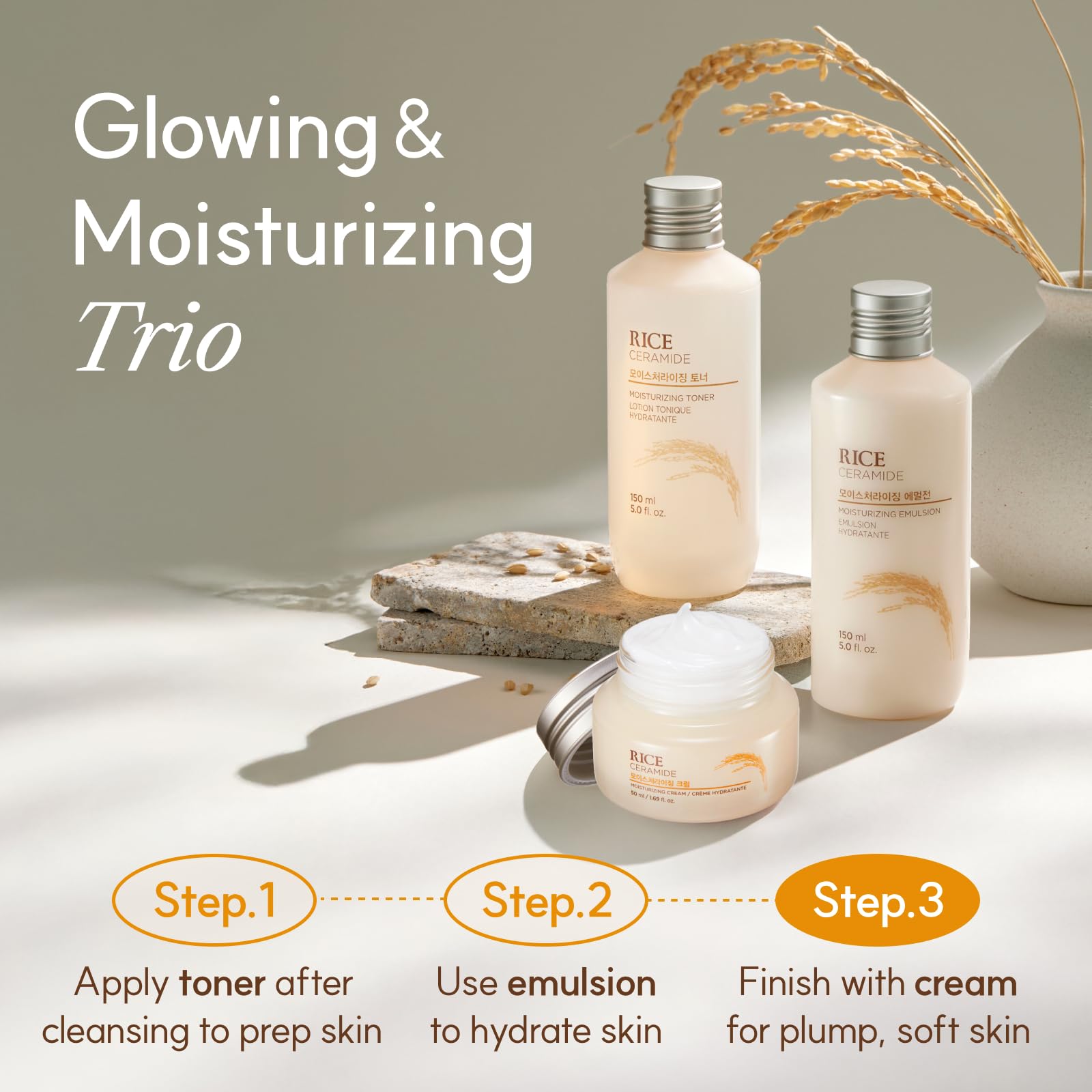 The Face Shop rice-ceramide-cream-skin-barrier suggests protective moisture retention for sensitive skin.