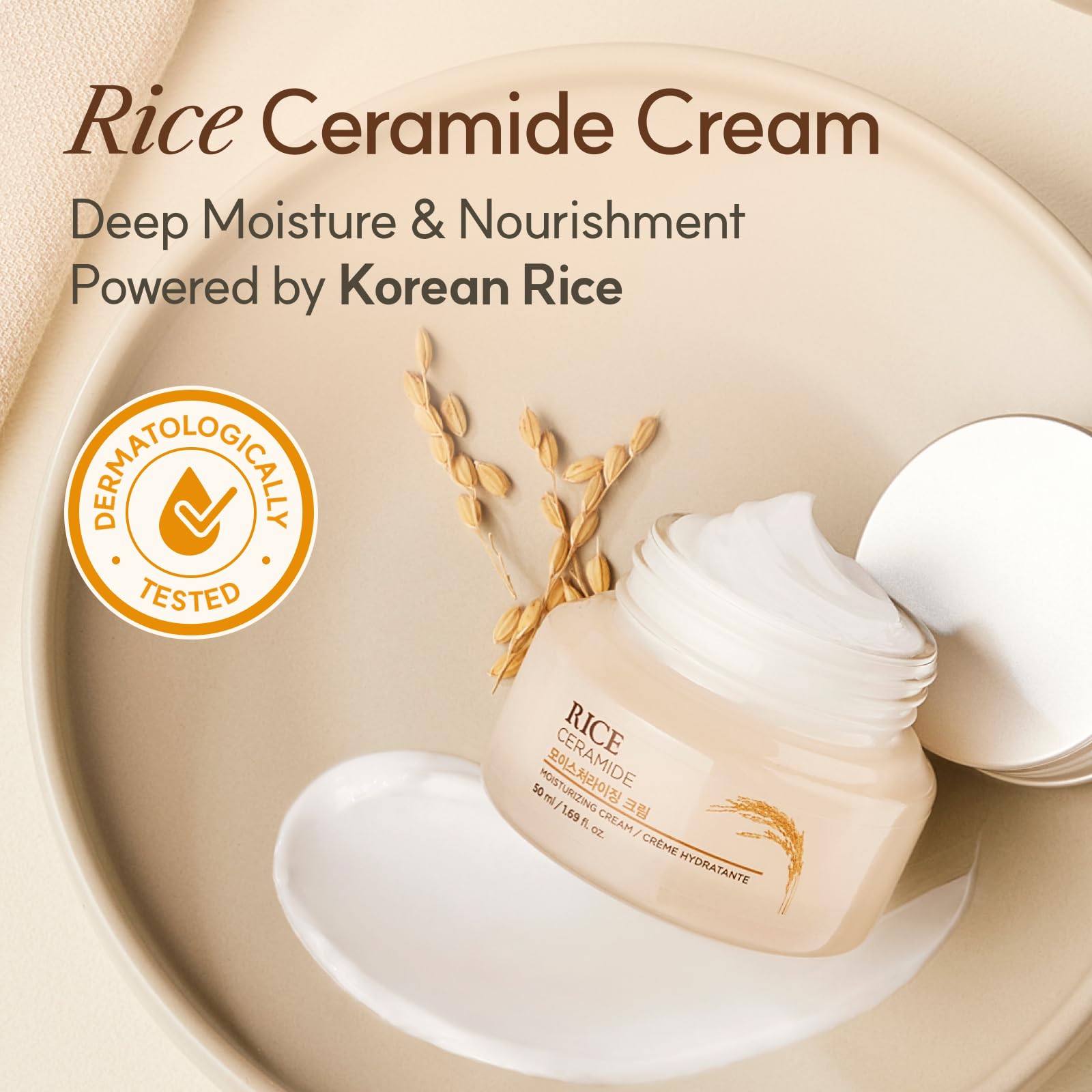 The Face Shop rice-ceramide-cream-texture-silky shows a silky feel for smooth application.