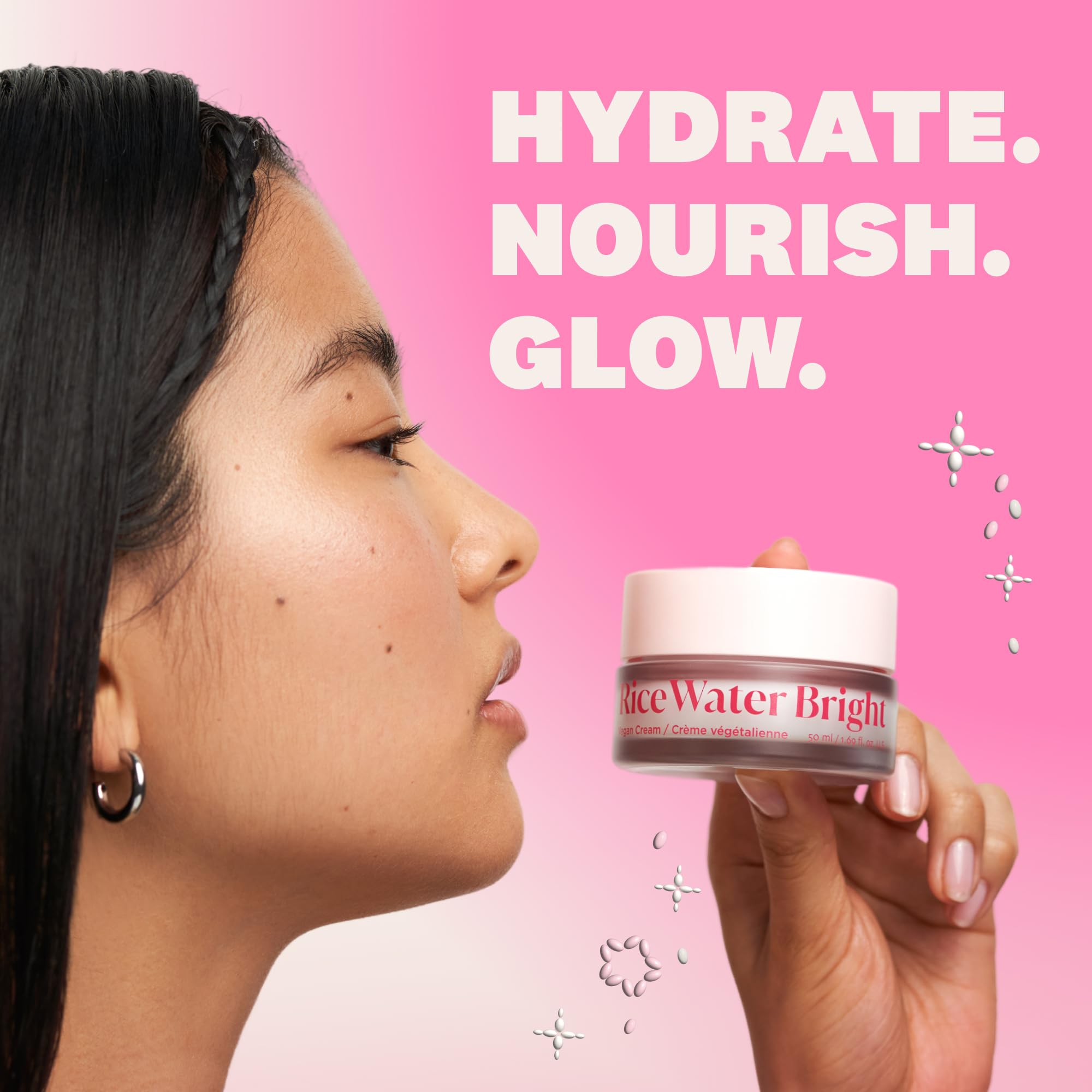 The Face Shop Rice Water Bright cream jar closeup reveals silky texture.