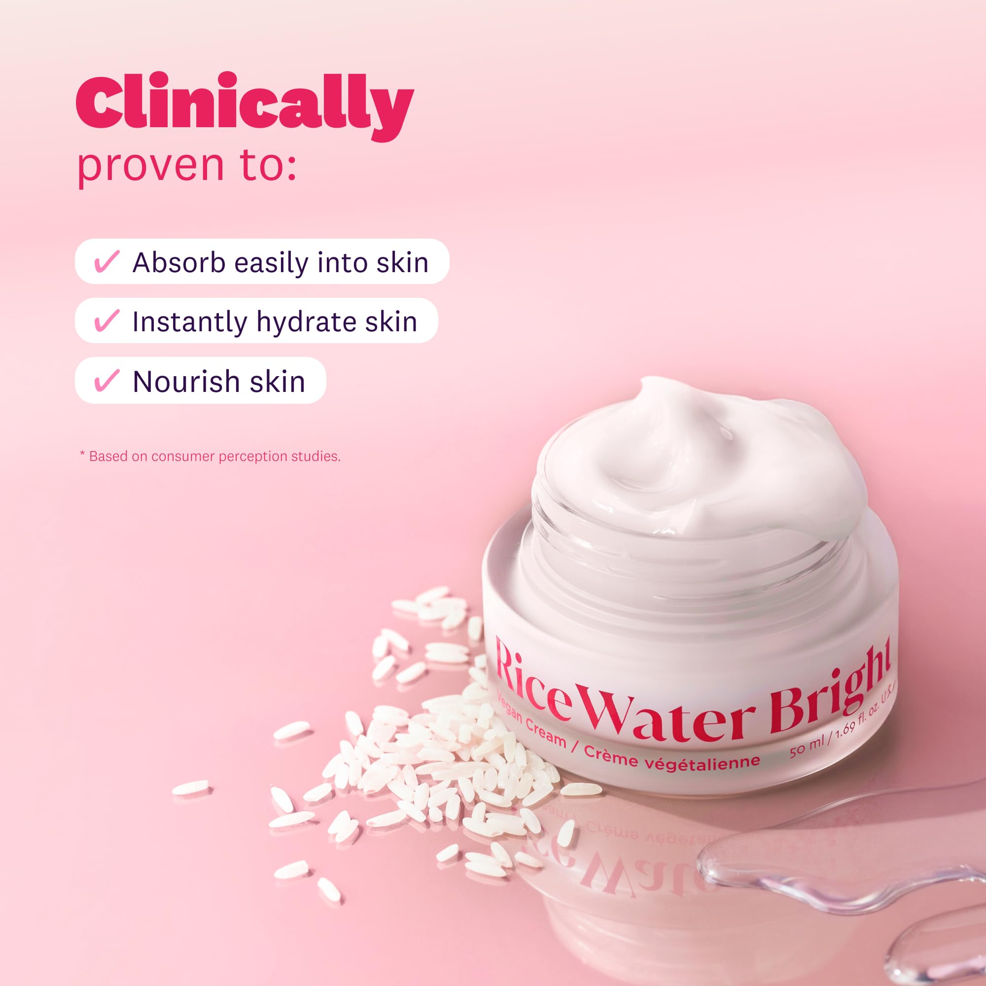 The Face Shop Rice Water Bright product swatch on skin, quick absorption.