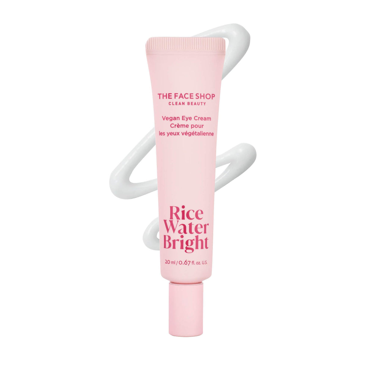 The Face Shop Rice Water Bright Eye Cream tube closeup highlighting its hydrating formula