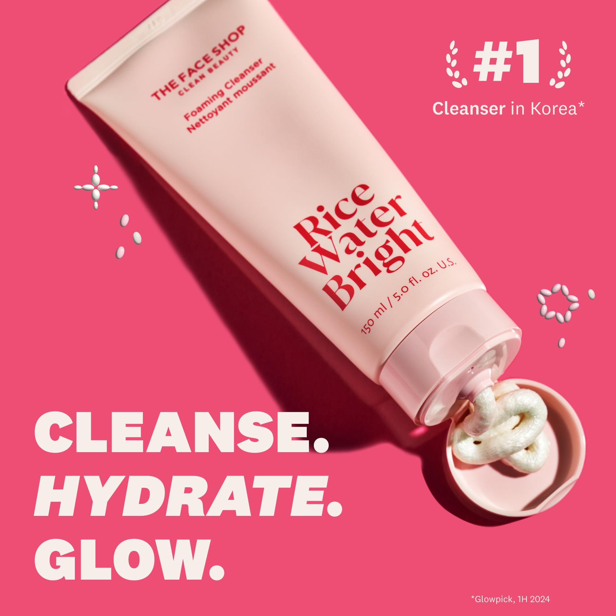 The Face Shop Rice Water Bright foaming cleanser bottle for pore cleansing