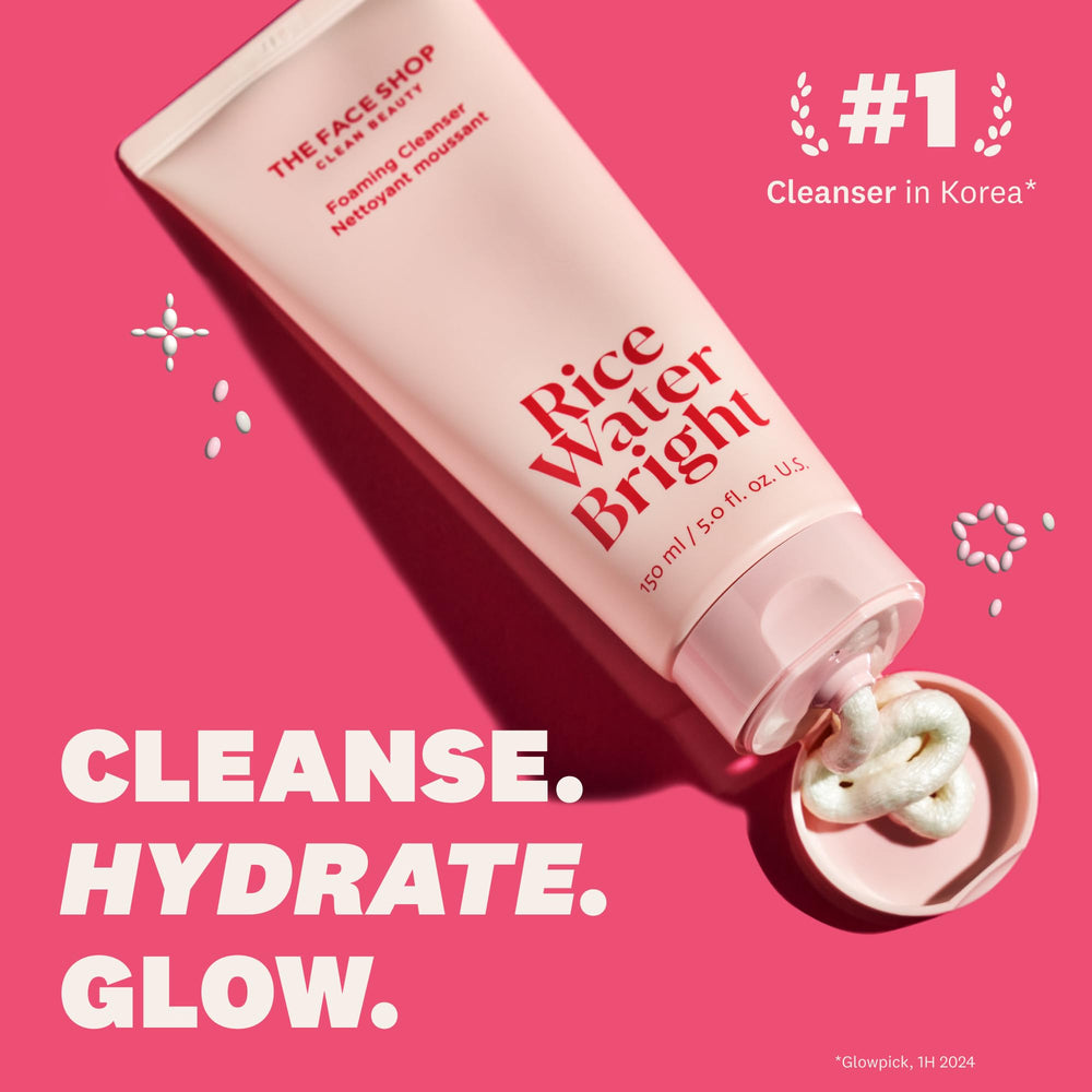The Face Shop Rice Water Bright foaming cleanser bottle for pore cleansing