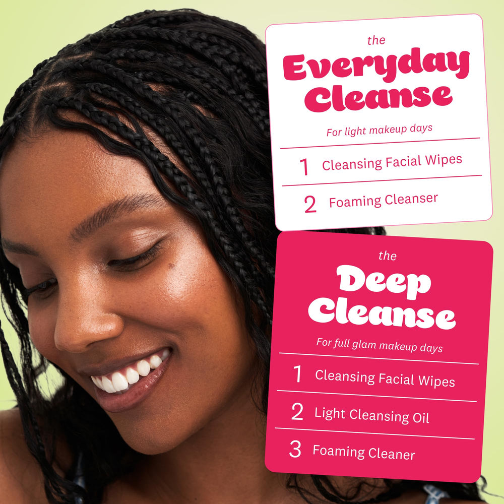 Refreshing morning routine shot with 150ml bottle of The Face Shop cleanser.