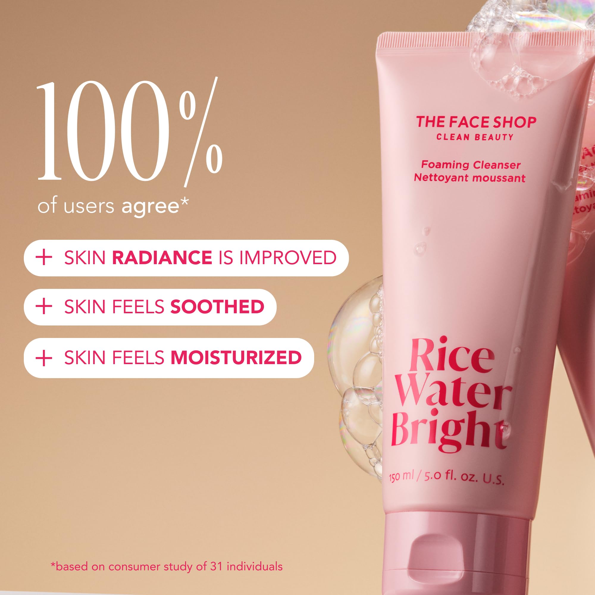 The Face Shop Rice Water Bright Travel Kit eye cream tube emphasizes brightening and nourishing under-eye care.
