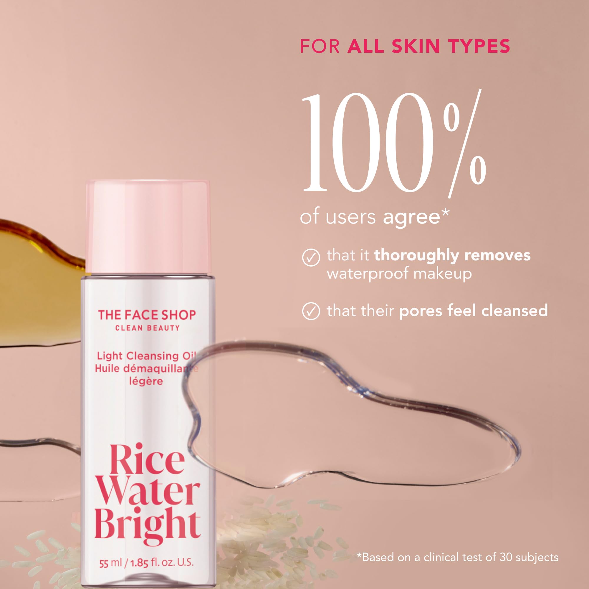 The Face Shop Rice Water Bright vegan Korean skincare label for all skin types.