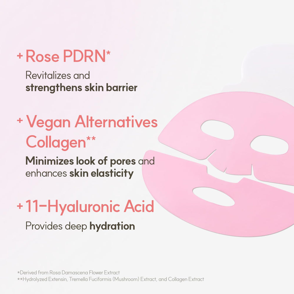 The Face Shop Rose PDRN Mask rose PDRN conditioning for deep hydration.