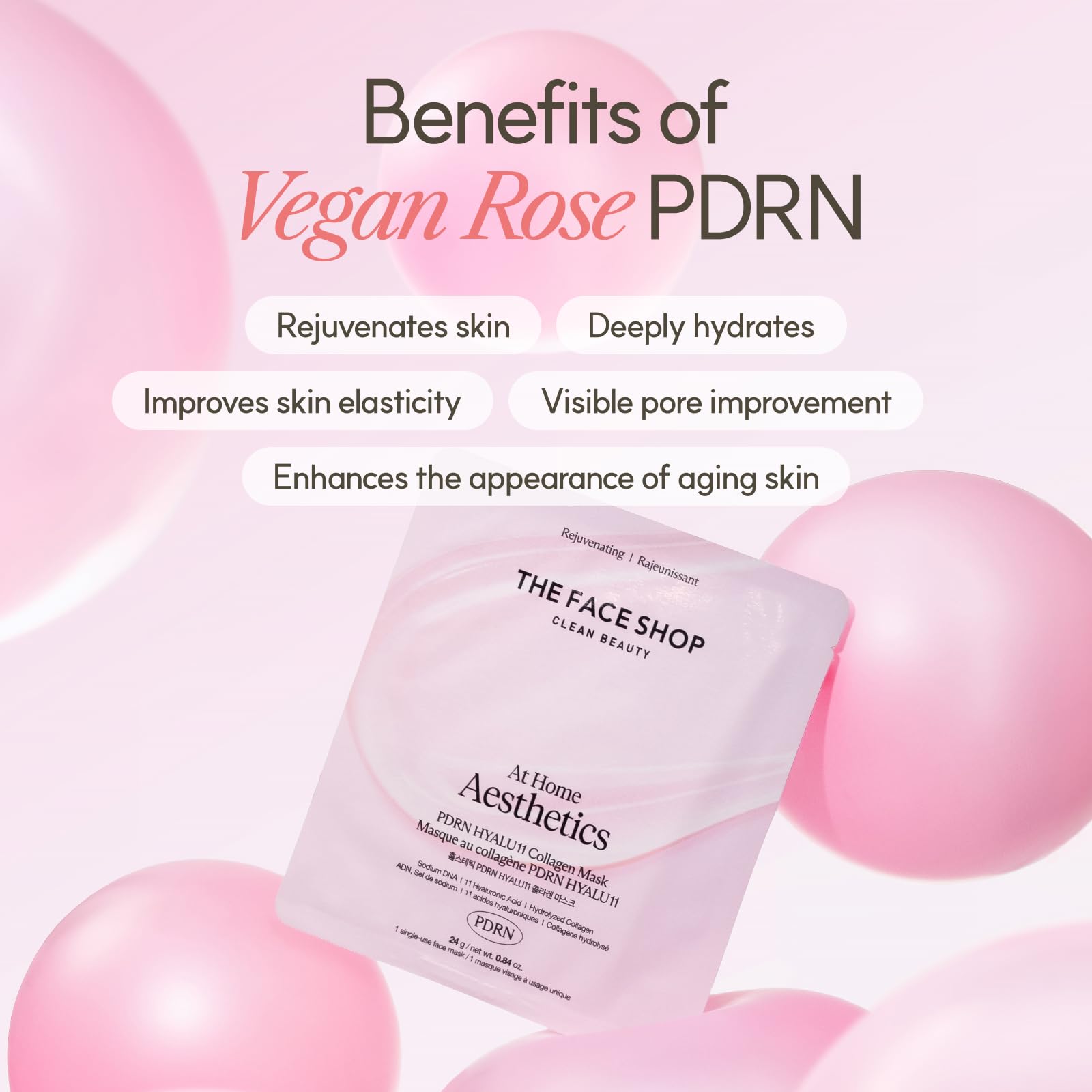 The Face Shop Rose PDRN Mask yields skin glow and firmer appearance.