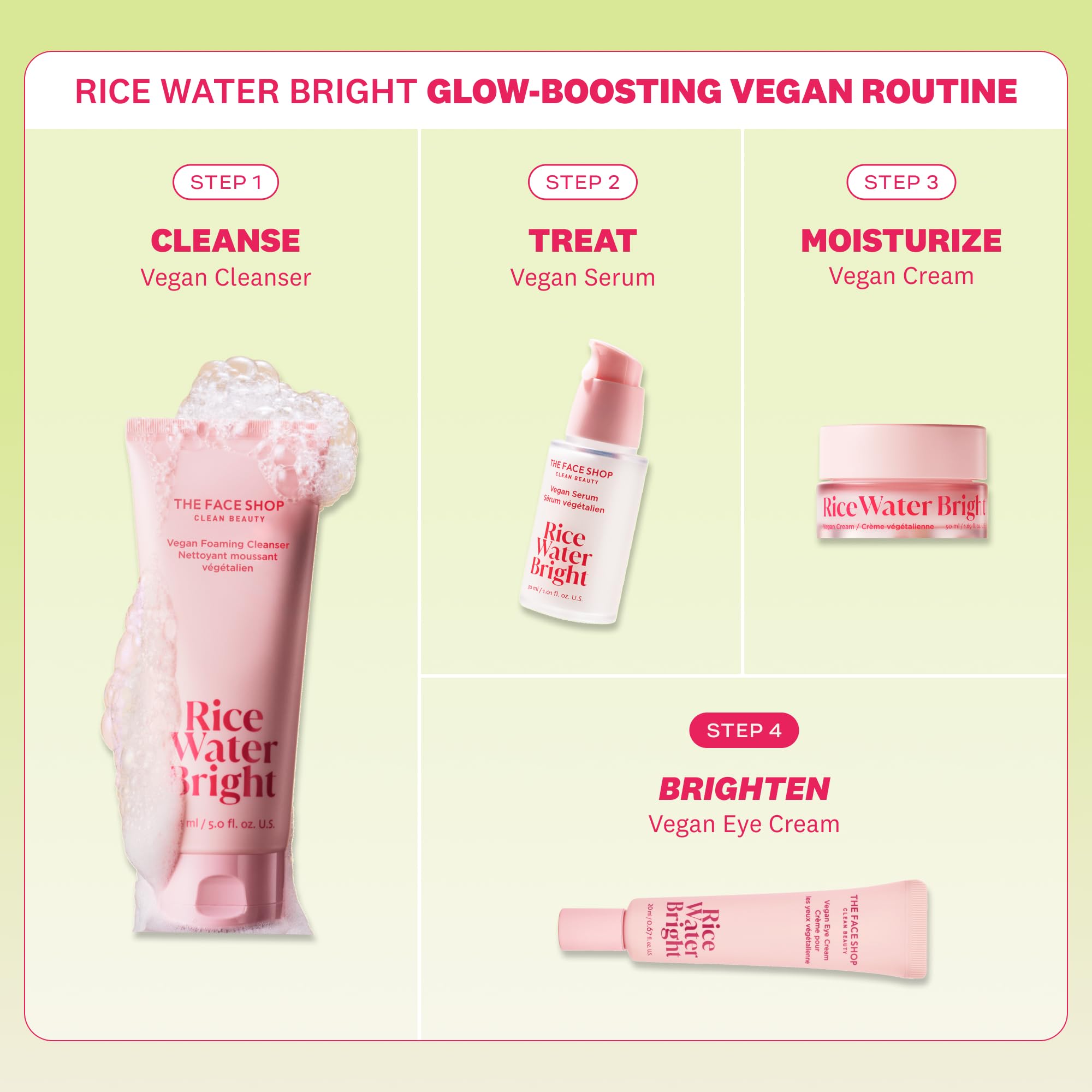 The Face Shop Vegan formula label highlights gentle, non-irritating eye care