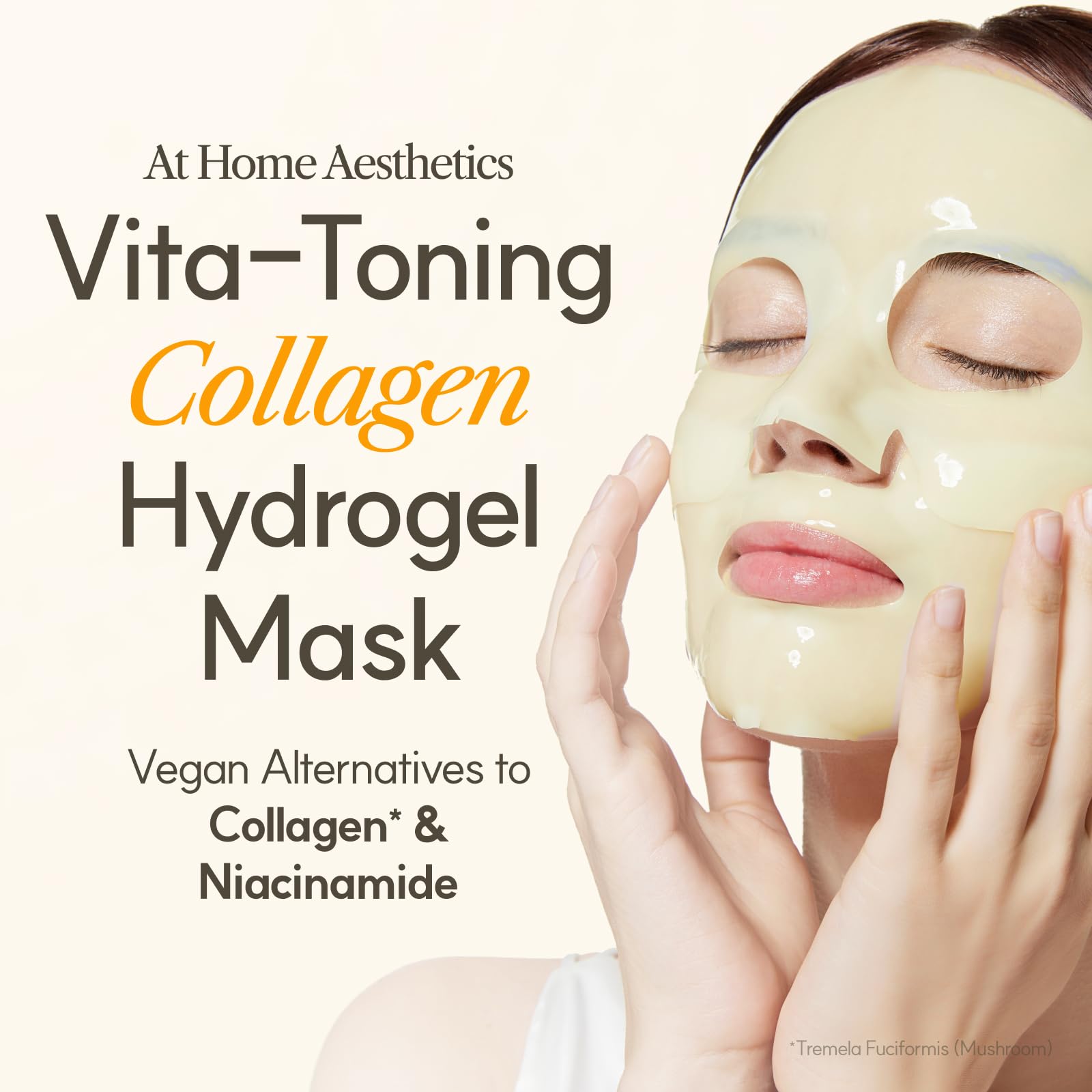 The Face Shop Vita-Toning hydrogel mask texture close-up shows a smooth sheet ready for absorption.