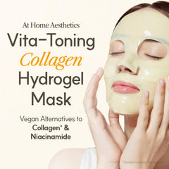 The Face Shop Vita-Toning hydrogel mask texture close-up shows a smooth sheet ready for absorption.
