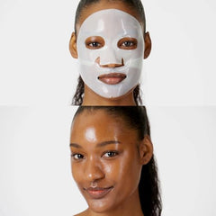 The Vita-Toning hydrogel mask absorbs actives and becomes translucent as it works.
