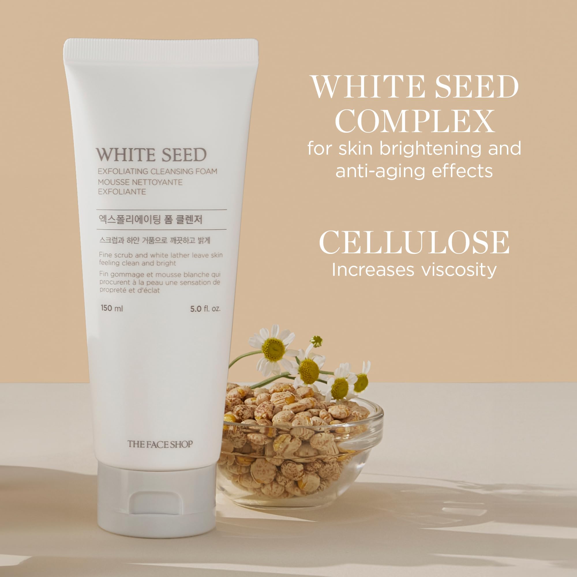 The Face Shop White Seed Exfoliating Cleansing Foam subtle glow after use suggests a radiant complexion.