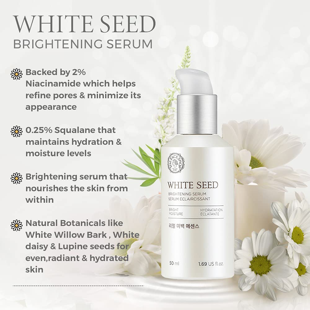 The Face Shop Whiteseed Brightening Serum being applied for smooth absorption