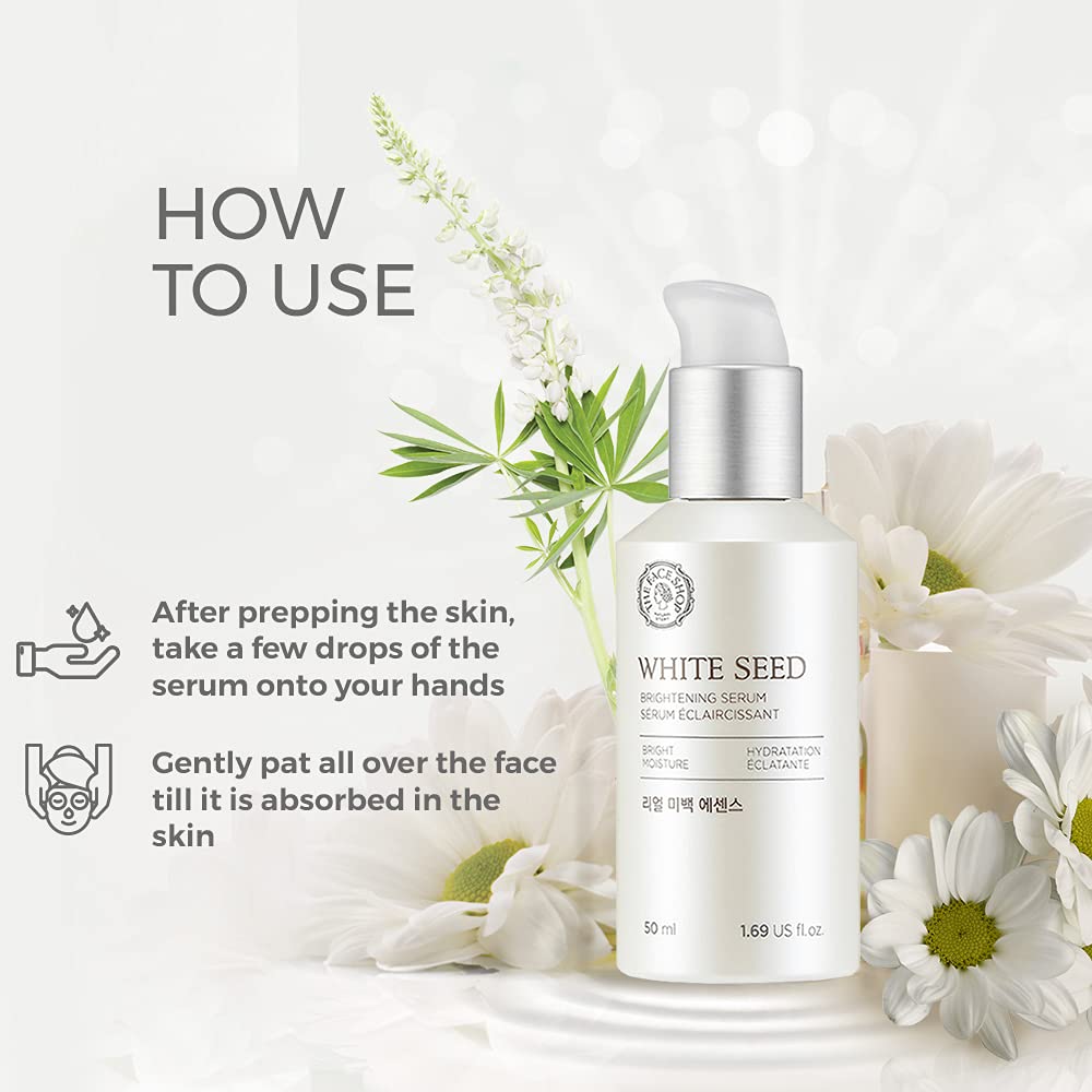 The Face Shop Whiteseed Brightening Serum close-up highlights White Seed Complex ingredients
