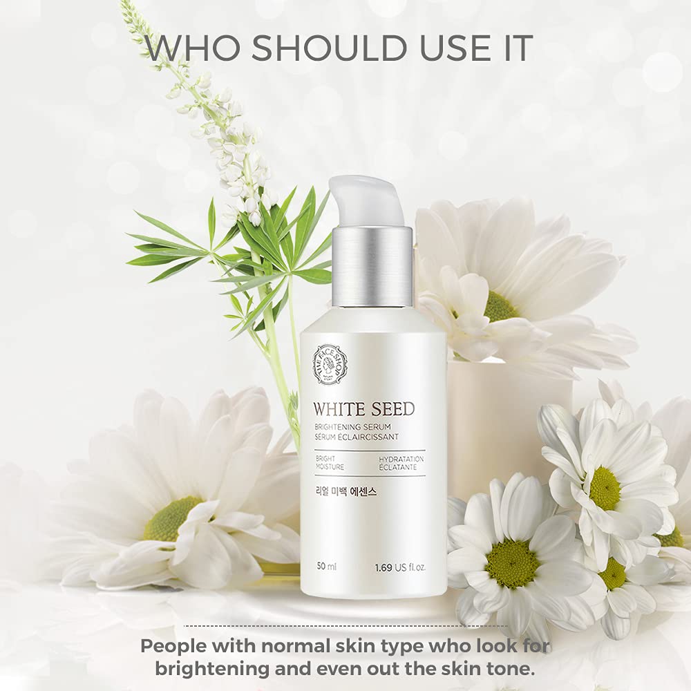 The Face Shop Whiteseed Brightening Serum on skin shows brighter tone