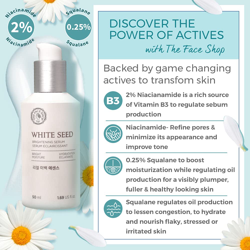 The Face Shop Whiteseed Brightening Serum texture swirl shows luminous hydration