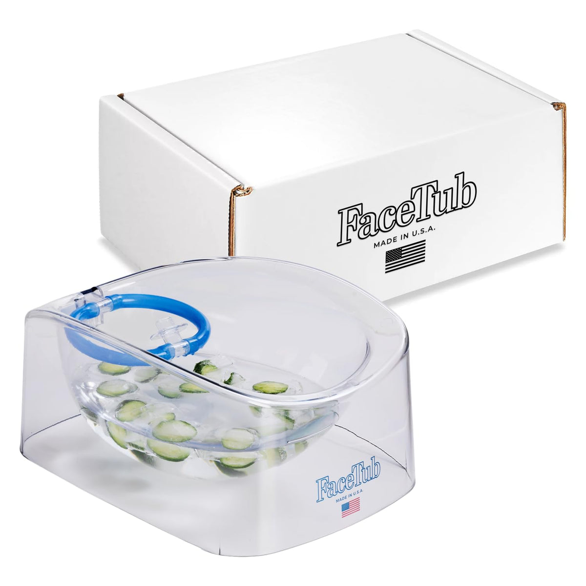 The FaceTub cold ice bath bowl during morning routine boosts energy and focus