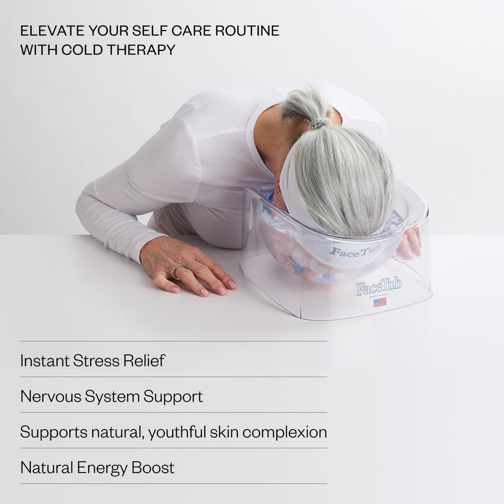 The FaceTub facial cold plunge with breathing tubes ready for guided breathing session