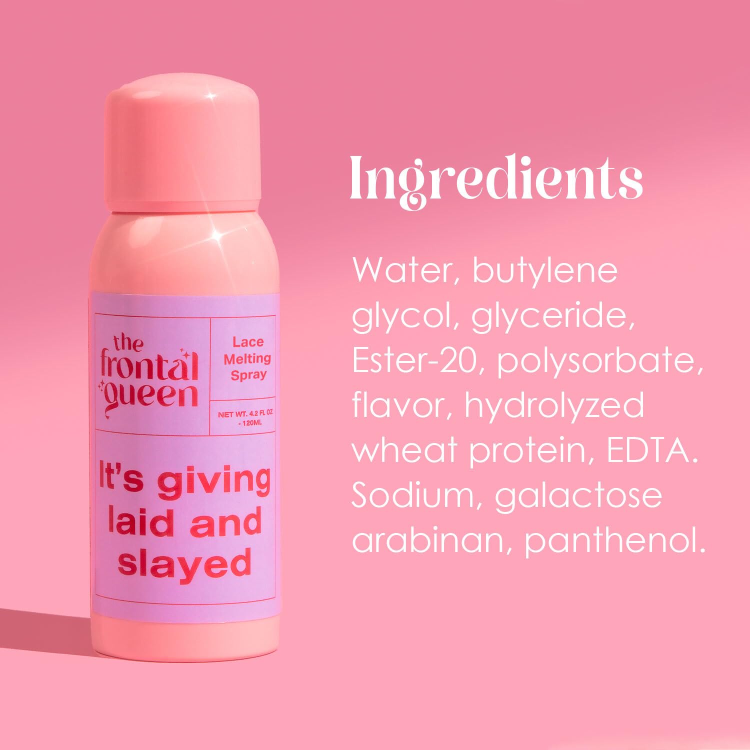 The Frontal Queen hypoallergenic formula emphasizes skin-safe wear for sensitive skin.