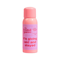The Frontal Queen lace-melting-spray bottle demonstrates a residue-free lace melt for natural hairlines.