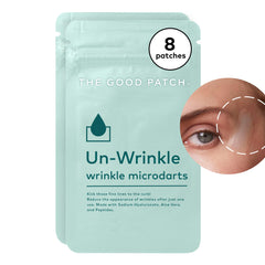 The Good Patch Un-Wrinkle microdart patches in resealable pouch for targeted hydration