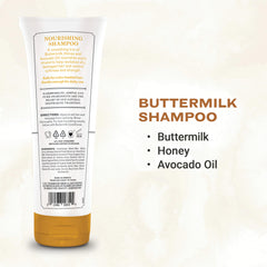 The Grandpa Soap Company Buttermilk Shampoo label highlights honey and avocado oil nourishment.