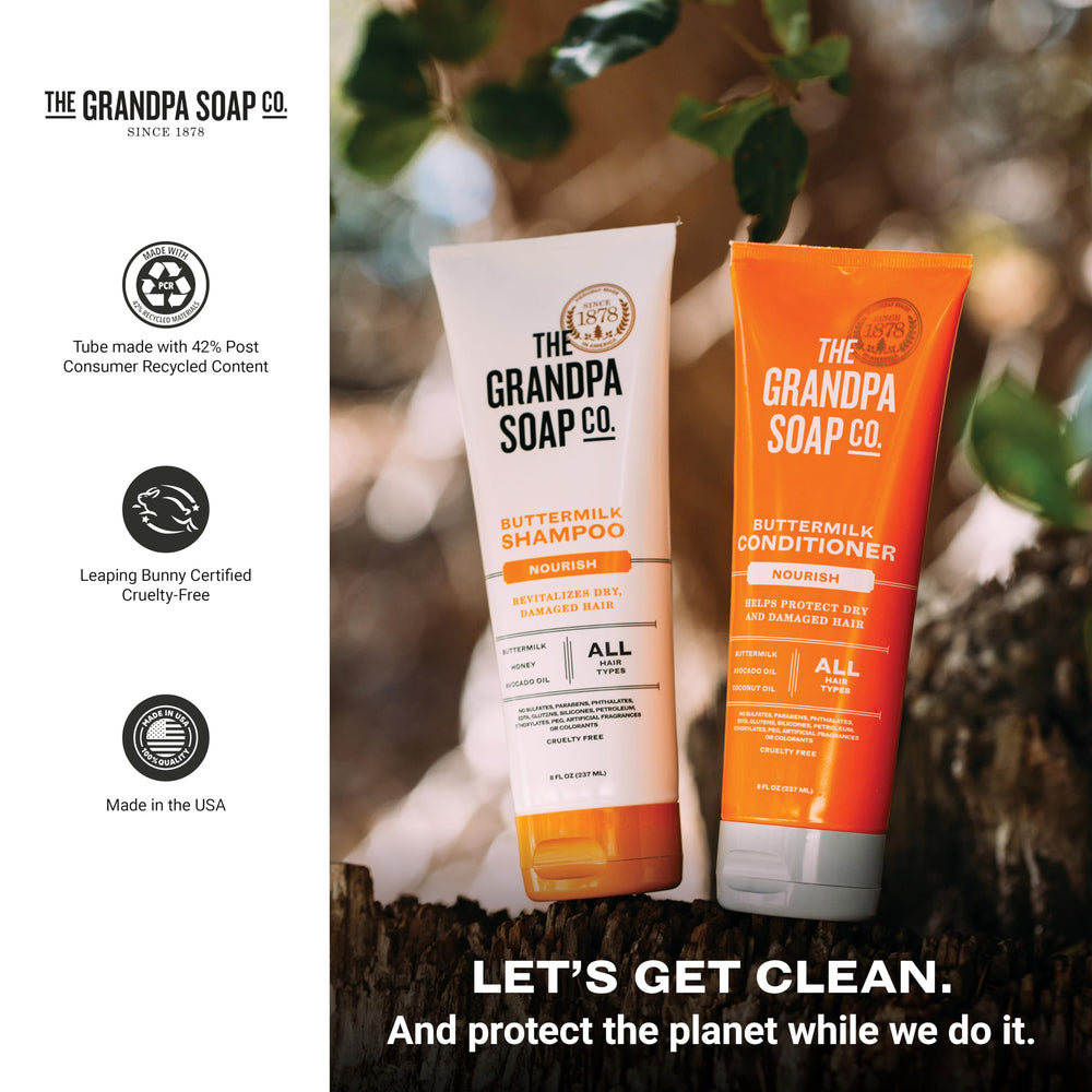 The Grandpa Soap Company heritage banner signals a family-owned tradition since 1936.