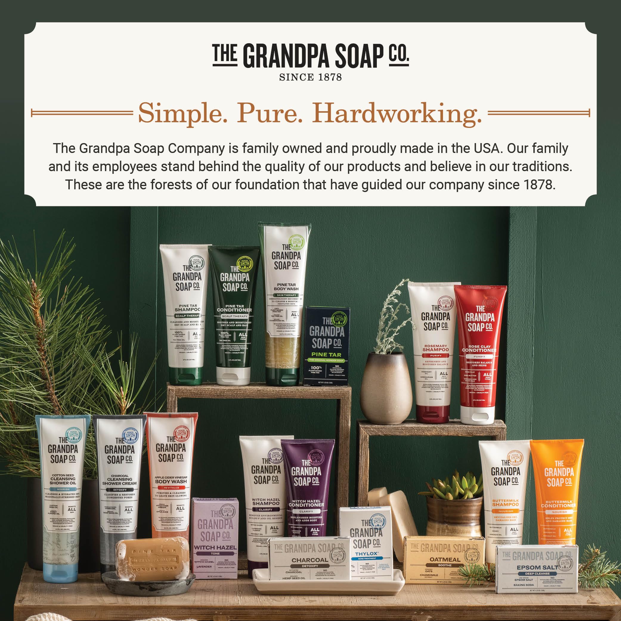 The Grandpa Soap Company Buttermilk Shampoo being massaged into the scalp to moisturize hair.